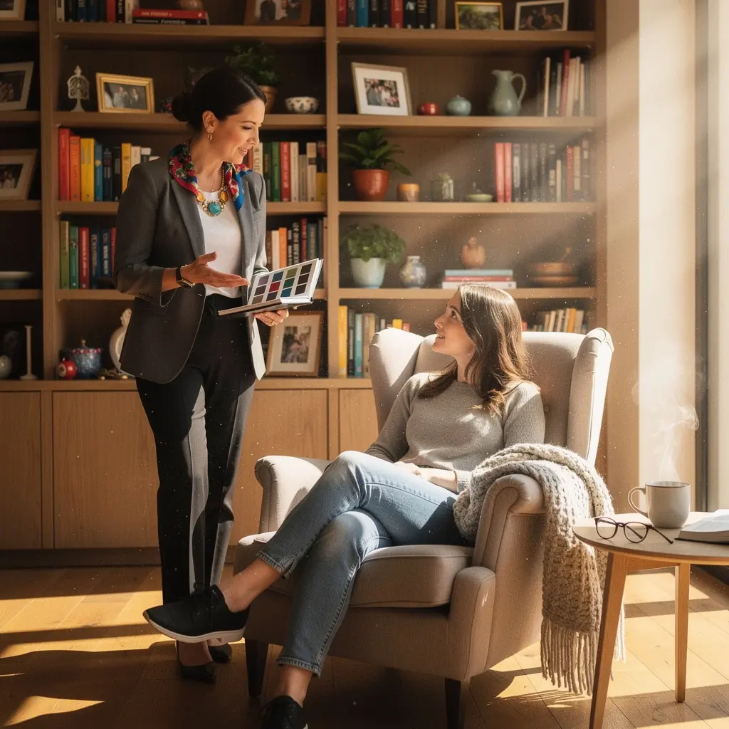 Personalizēta guļamistabas dizaina koncepcija ar ērtu gultu un mūsdienīgu apgaismojumu.